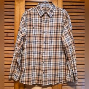 Redhead Brown Plaid Fannel Button Down Shirt Men's Size L